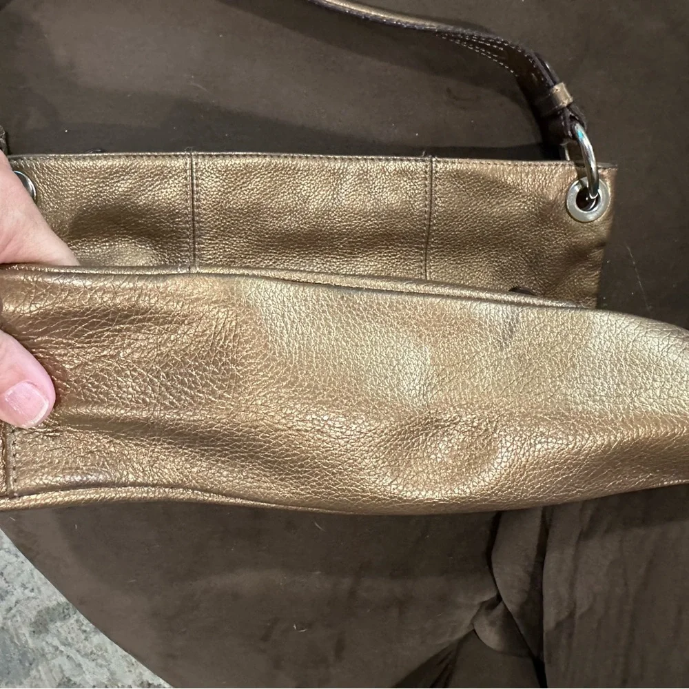 Tignanello Bronze Leather Hobo Handbag Purse